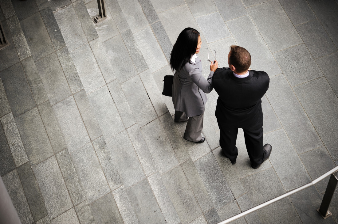 Executives engaged in a conversation