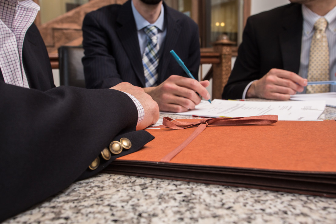 Closeup of lawyers at work