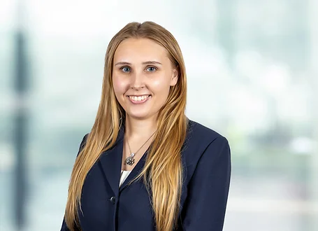 Morrison Plenge on light blue and white bokeh banner