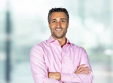 Ralph Pignataro on light blue and white bokeh banner