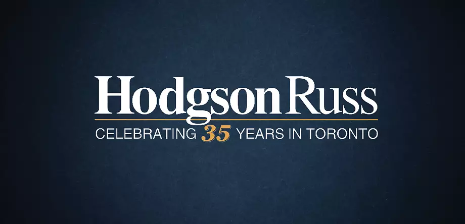 Hodgson Russ Celebrating 35 Years in Toronto Logo on Navy Blue Background